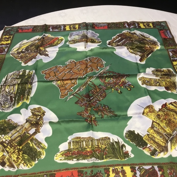 SCARF. OF GIBRALTAR. . ACETATE Large  VERY good Graphics  new old stock - Picture 1 of 10